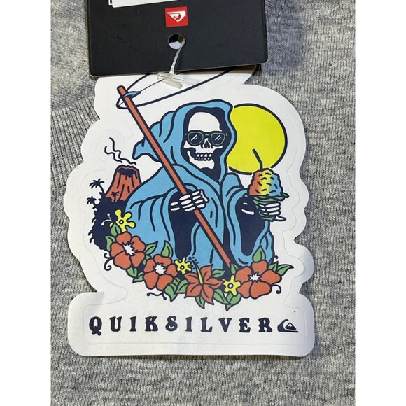 Quiksilver Mens Large T-Shirt Kauai Heather Gray Logo Print Cotton Crew Neck - Picture 15 of 15